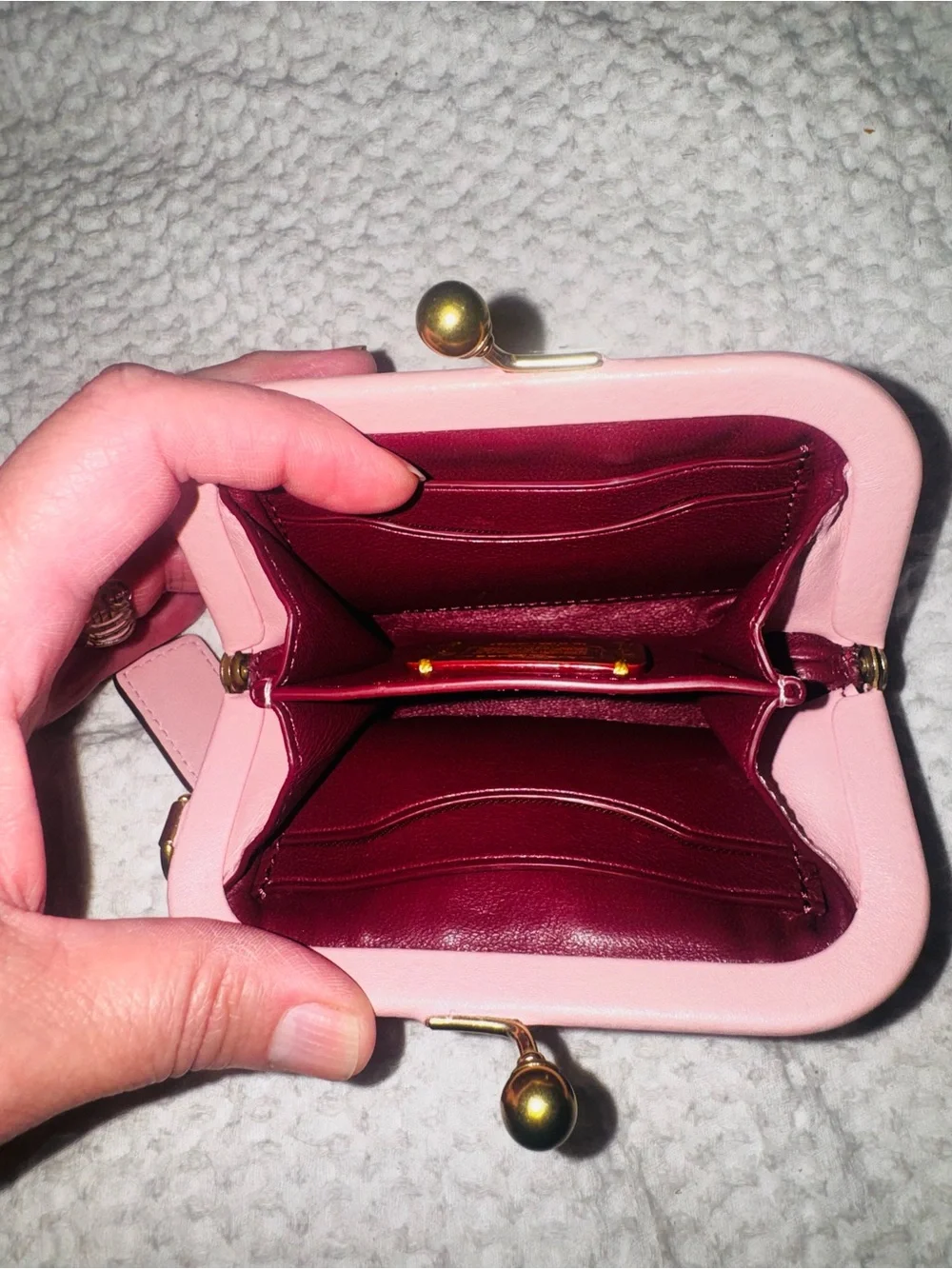 COACH 1941 Kisslock Coin Change Purse PINK Glovetan Leather